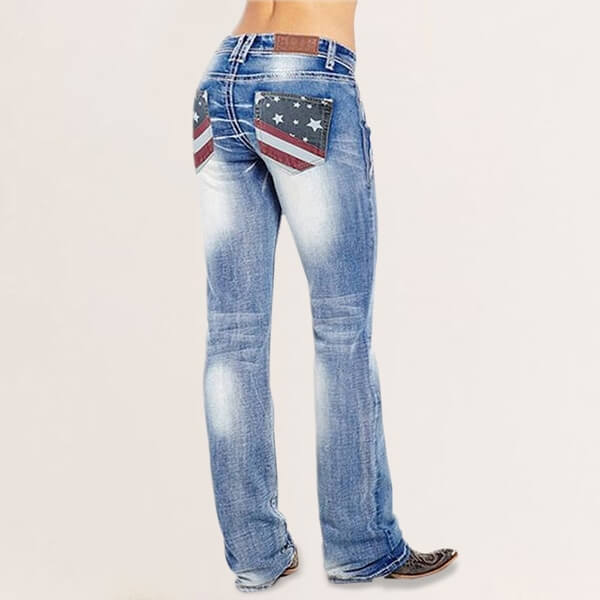 Ladies' bootcut jeans with flag details – Madison