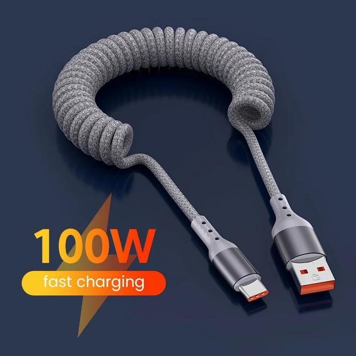 100W USB-C Spring Charging Cable with High-Speed Data Transfer – Buy 1, Get 1 FREE-B USB TO C-State of Style