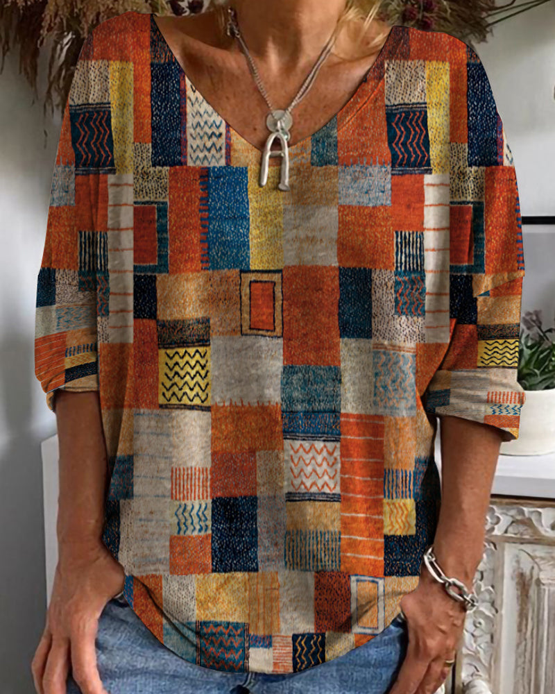 Autumnal loosely cut cotton top – Amira