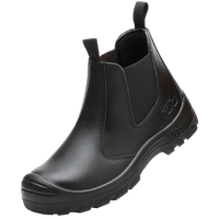 Single black leather ankle boot at a three-quarter angle, showing elastic side panel, pull loops and reinforced toe cap 3