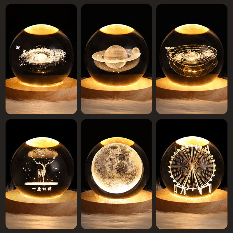 3D Crystal Mood Light - GlowCryst-Saturn 6CM-State of Style
