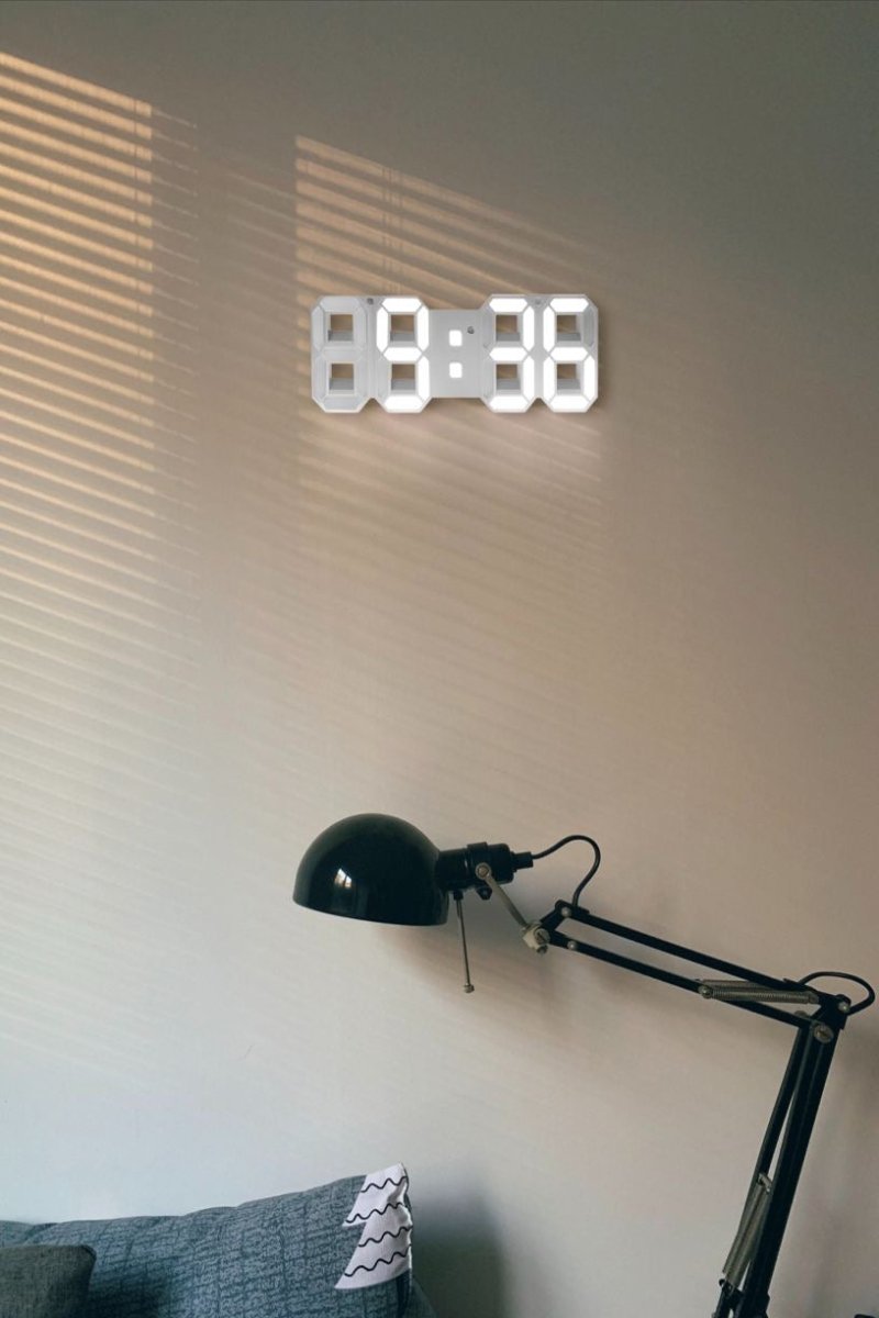 3D LED Wall Clock with Dimmable Lighting – Timora-White-State of Style