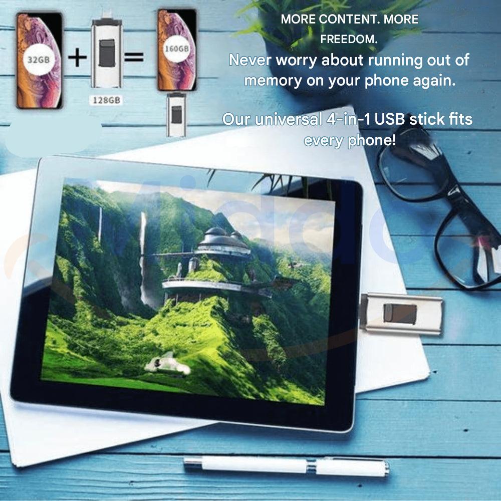 4-in-1 Flashdrive for Every Device - DataFlex-16GB-Silver-State of Style