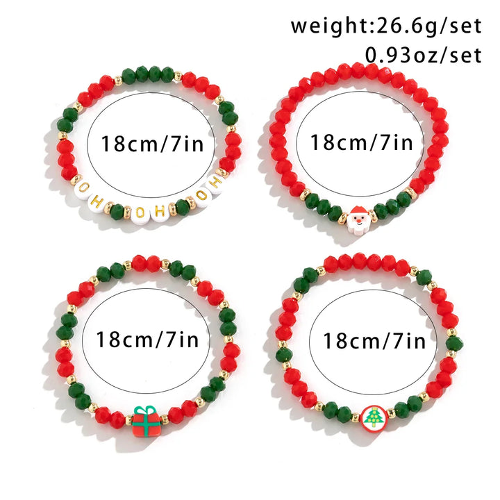 4 PIECE CHRISTMAS BEAD BRACELET SET-State of Style