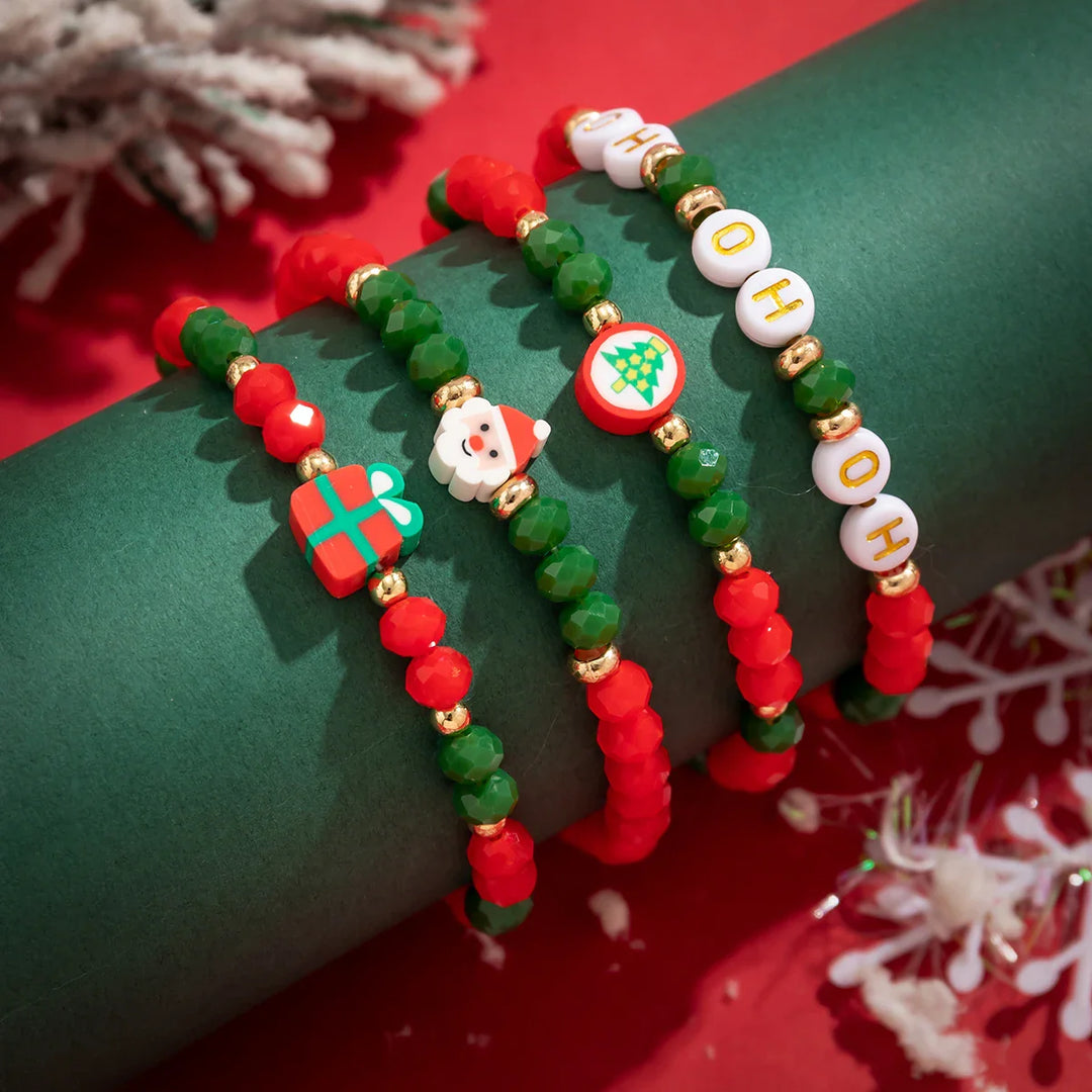 4 PIECE CHRISTMAS BEAD BRACELET SET-State of Style