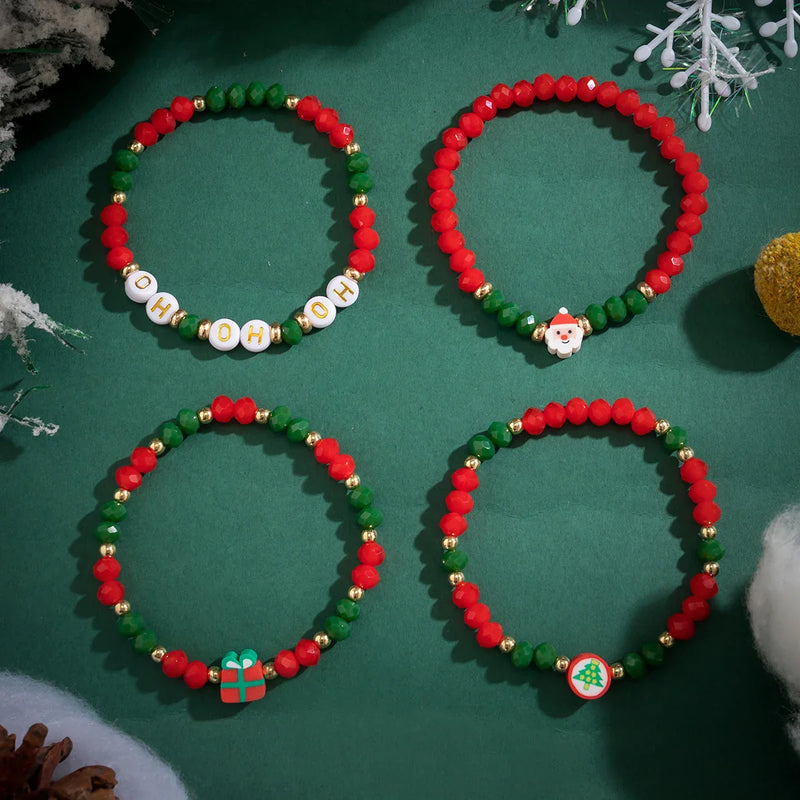 4 PIECE CHRISTMAS BEAD BRACELET SET-State of Style