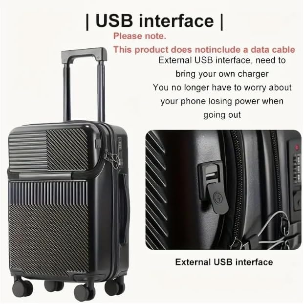 Hard Shell Carry-On with Cup Holder, USB Port & TSA Lock