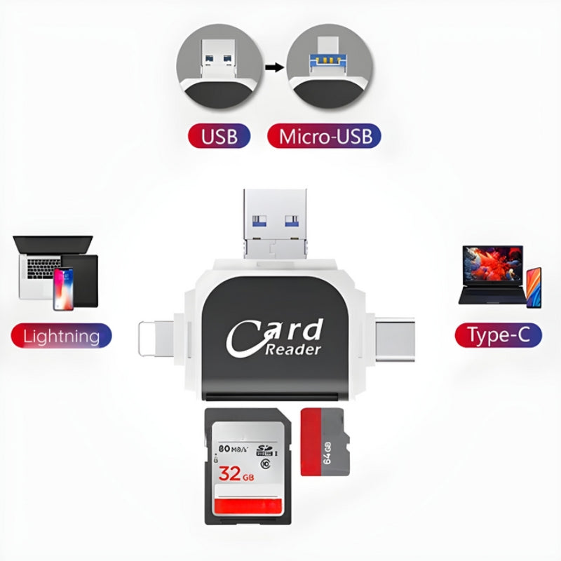 4-in-1 SD & TF Card Reader - FlexPort
