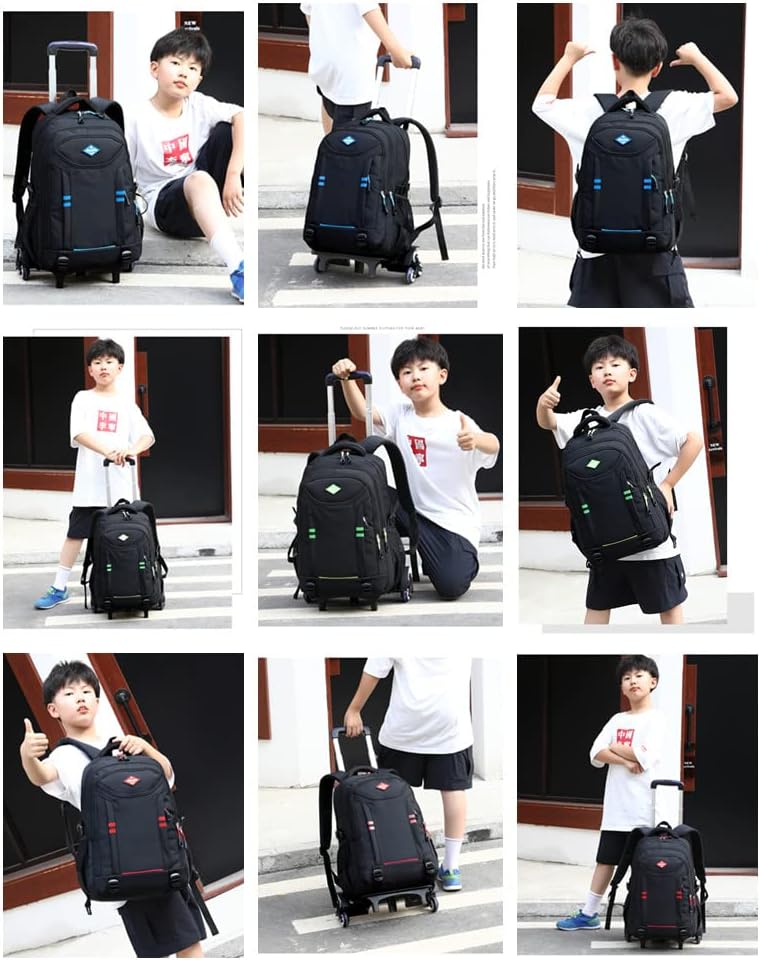 Multi-Pocket Rolling School Backpack for Boys – Convertible Trolley Bag