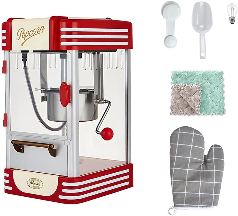 Retro Red Electric Tabletop Popcorn Maker with Timer – Calvano