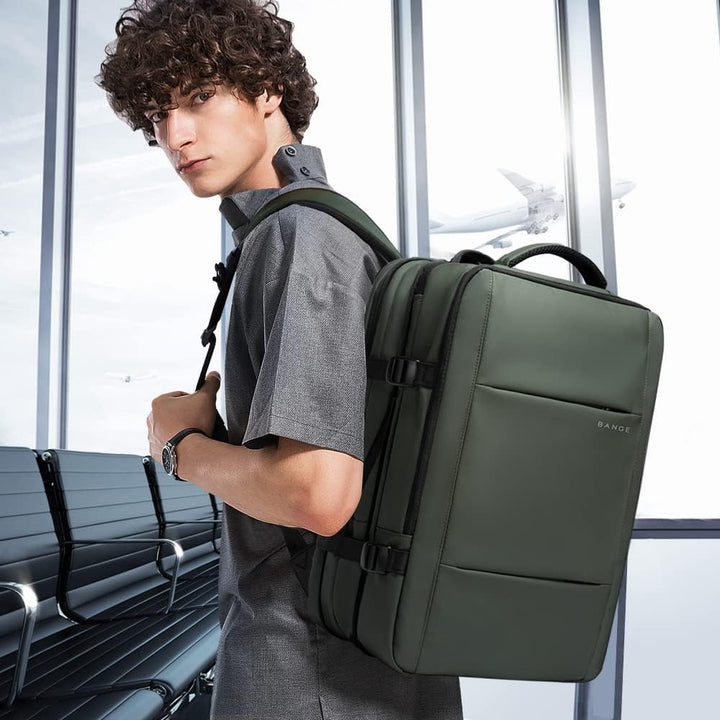 Expandable 26–45L Waterproof Travel Backpack with Laptop Sleeve & Duffle Carry