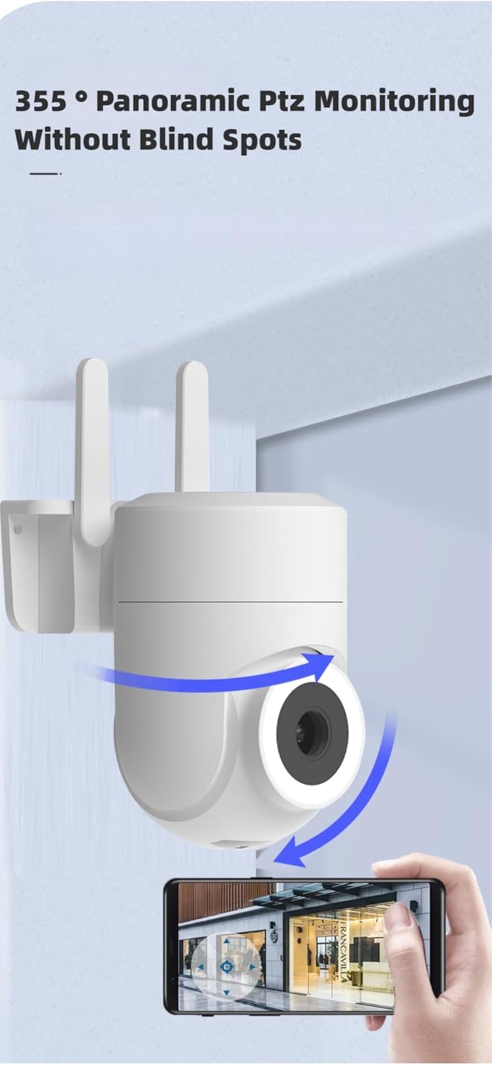 Outdoor & Indoor Security Camera 2K 355° View with Night Vision