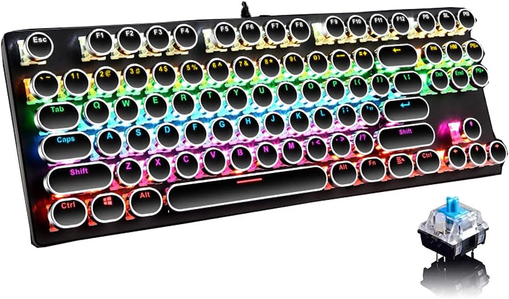 87-Key Mechanical Gaming Keyboard RGB Backlit Blue Switch