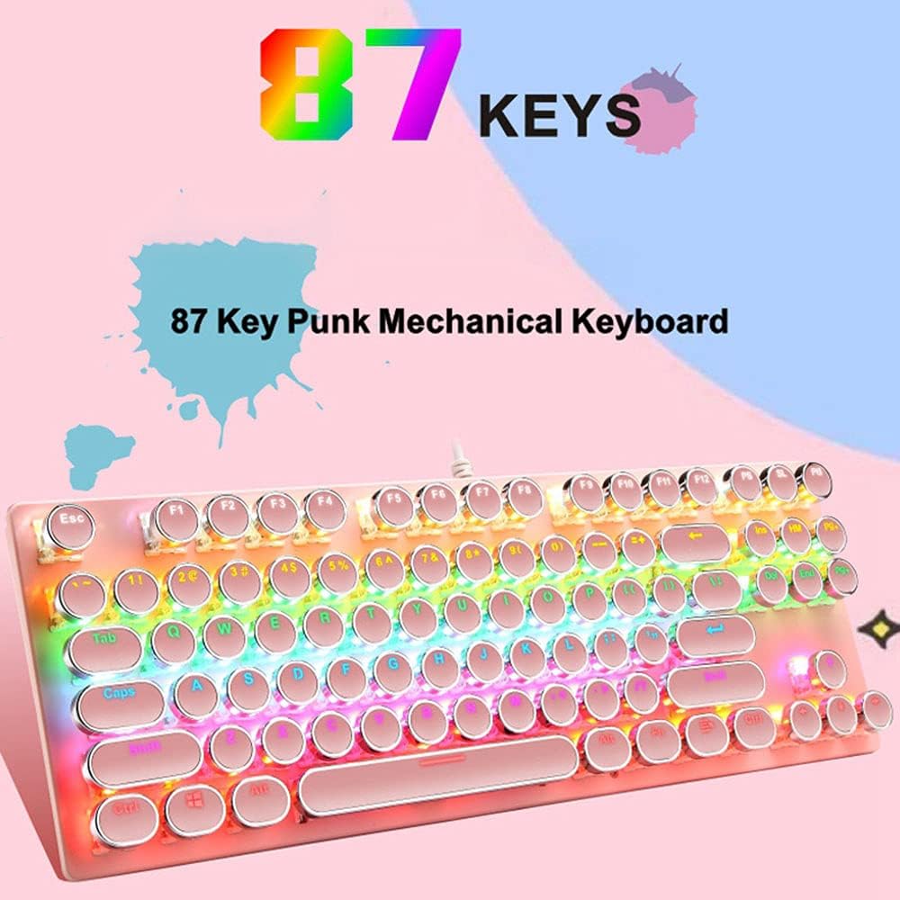 87-Key Mechanical Gaming Keyboard RGB Backlit Blue Switch