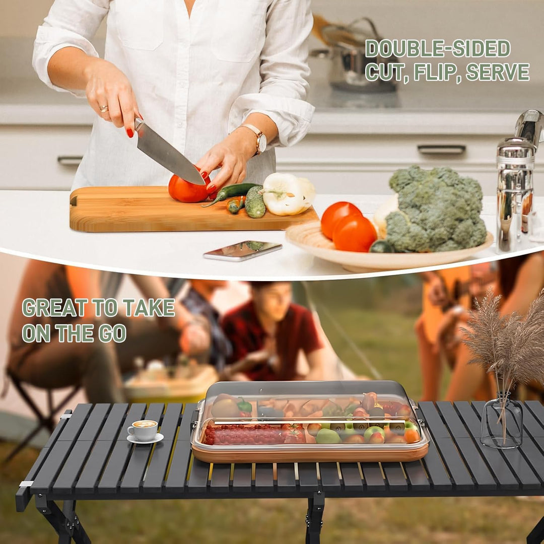 Bamboo Charcuterie Serving Board with Locking Clear Lid – Savorya