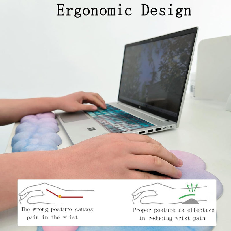 Cloud-Shaped Ergonomic Wrist Rest Set with Mouse Pad & Coaster – Zeyora