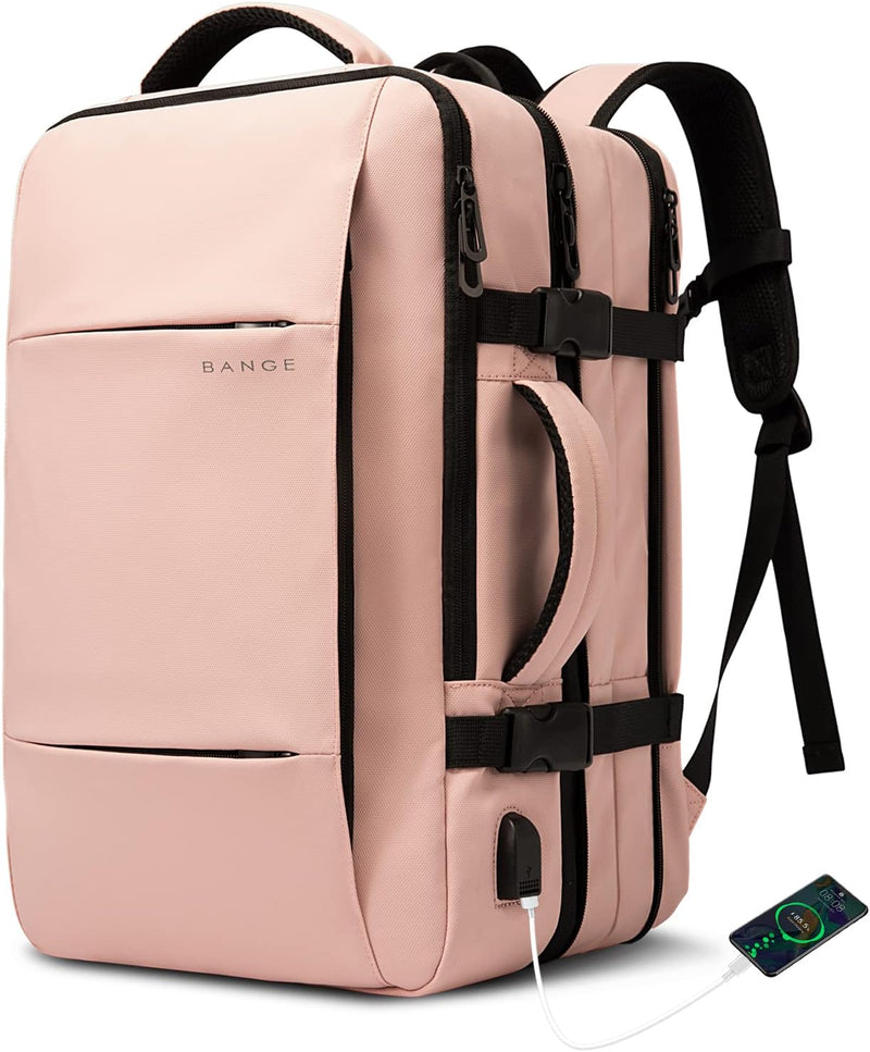 Expandable 26–45L Waterproof Travel Backpack with Laptop Sleeve & Duffle Carry