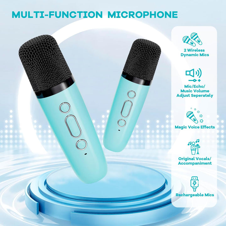 Portable Mini Karaoke Machine with Bluetooth Speaker & 2 Wireless Mics – Veylo