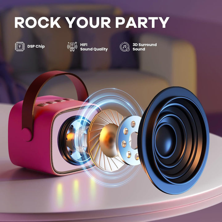 Portable Mini Karaoke Machine with Bluetooth Speaker & 2 Wireless Mics – Veylo
