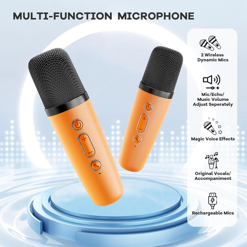 Portable Mini Karaoke Machine with Bluetooth Speaker & 2 Wireless Mics – Veylo