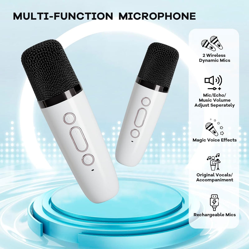 Portable Mini Karaoke Machine with Bluetooth Speaker & 2 Wireless Mics – Veylo