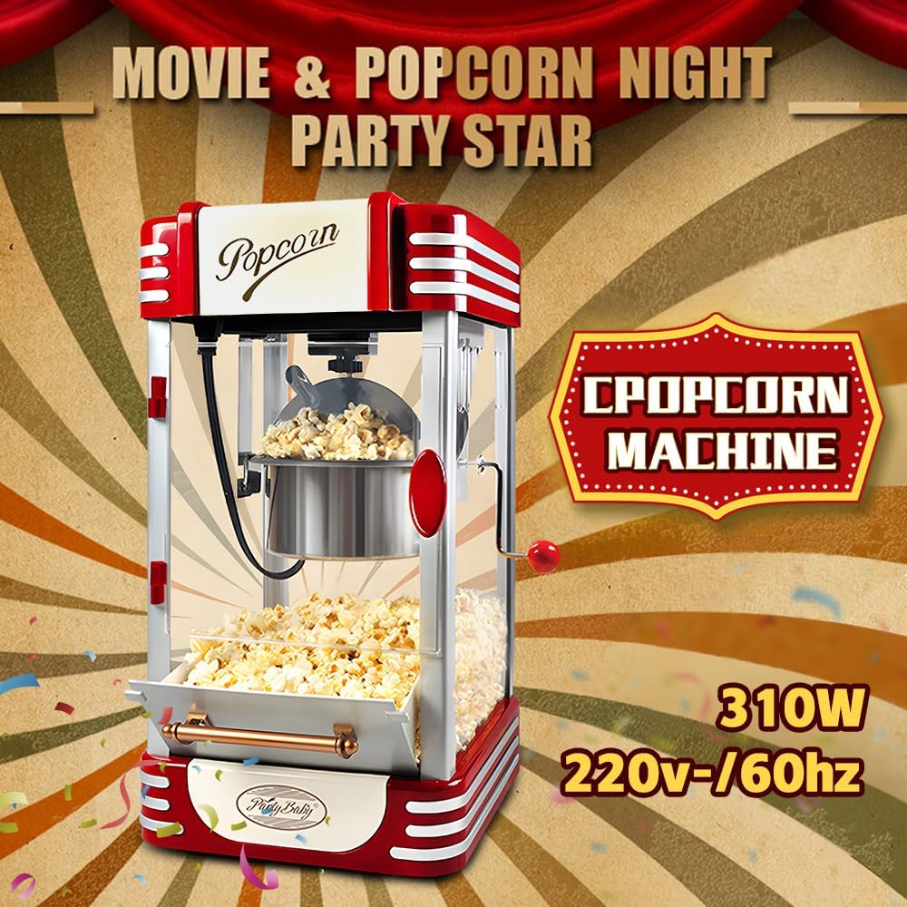 Retro Red Electric Tabletop Popcorn Maker with Timer – Calvano
