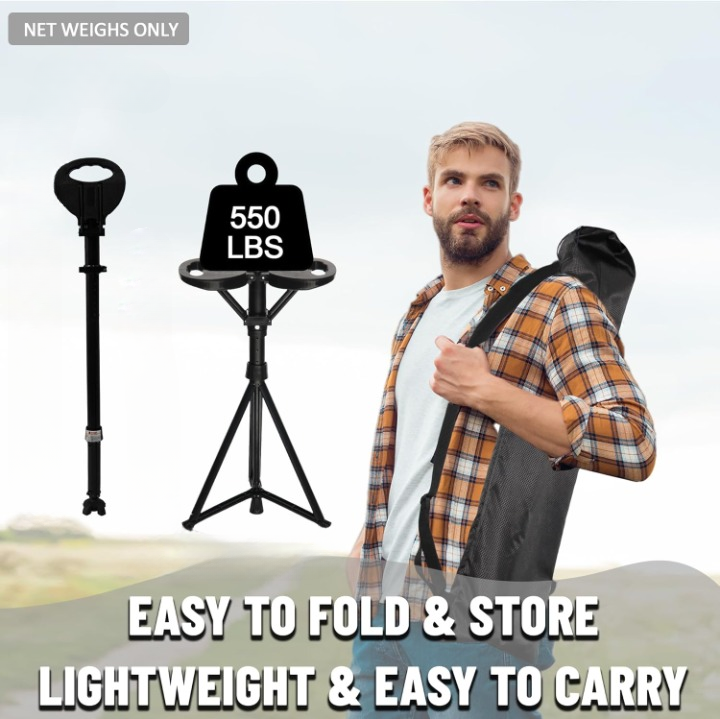 Foldable Walking Cane with Seat – StepMate