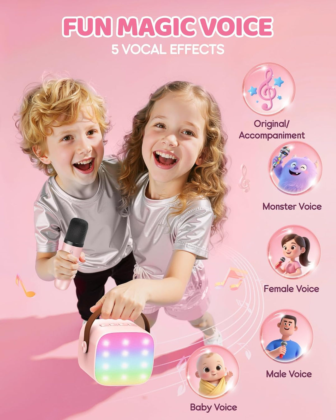 Portable Mini Karaoke Machine with Bluetooth Speaker & 2 Wireless Mics – Veylo