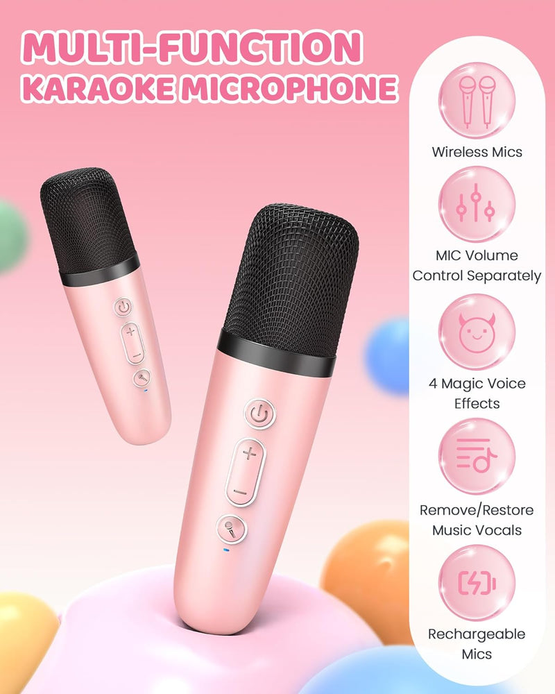 Portable Mini Karaoke Machine with Bluetooth Speaker & 2 Wireless Mics – Veylo