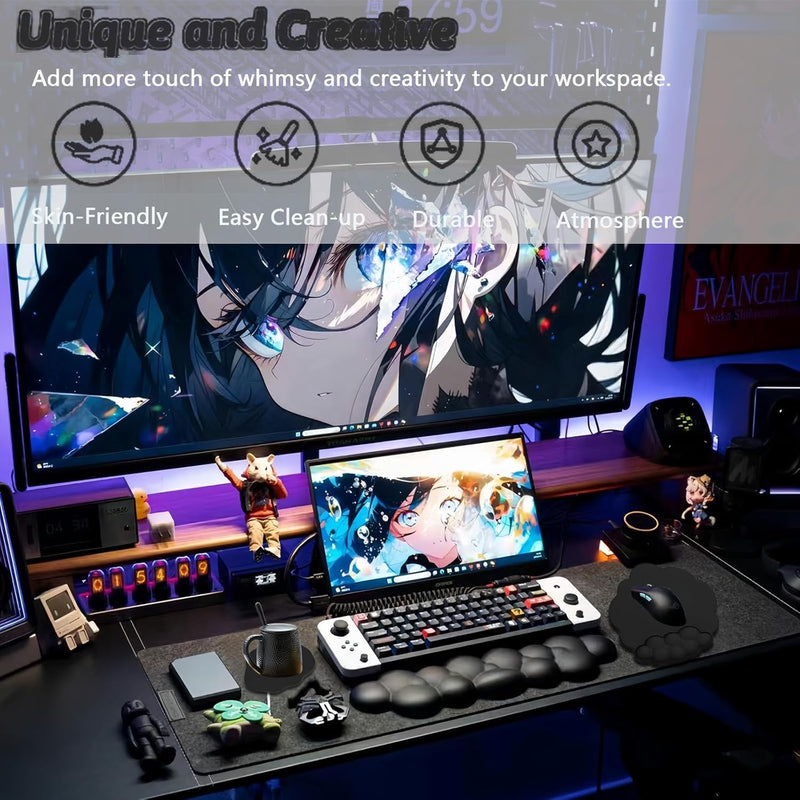 Cloud-Shaped Ergonomic Wrist Rest Set with Mouse Pad & Coaster – Zeyora