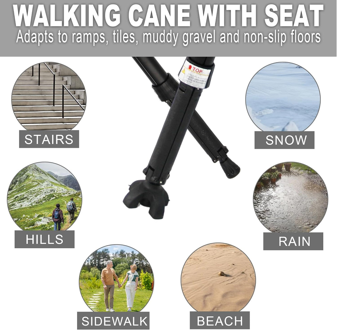 Foldable Walking Cane with Seat – StepMate