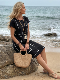 Abstract Print Knee Length Dress - Linarya