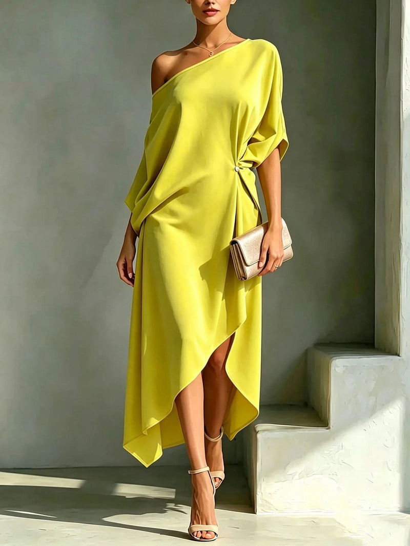 Asymmetrical Off Shoulder Dress - Elysea