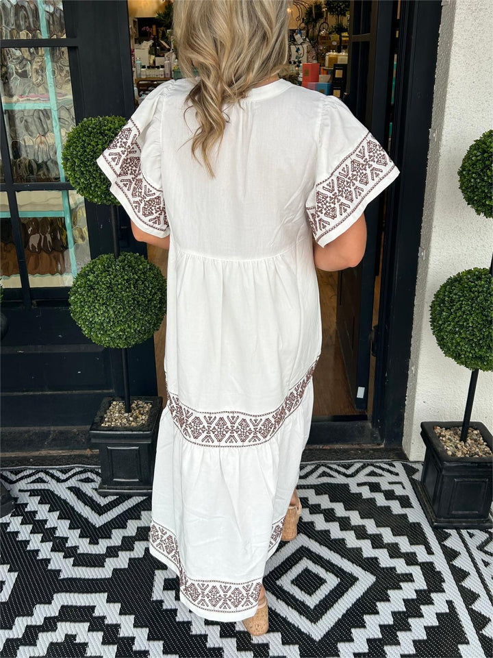 Boho Inspired Short Sleeve Midi Dress - Sonya