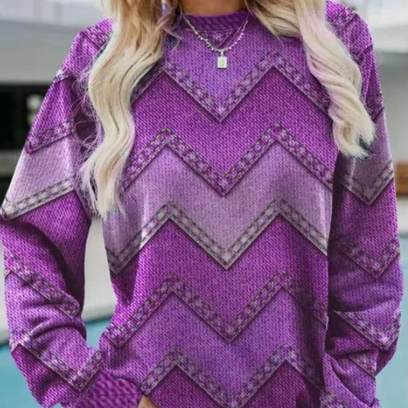 Knitted Women's Sweater with Chevron Pattern – Ylva