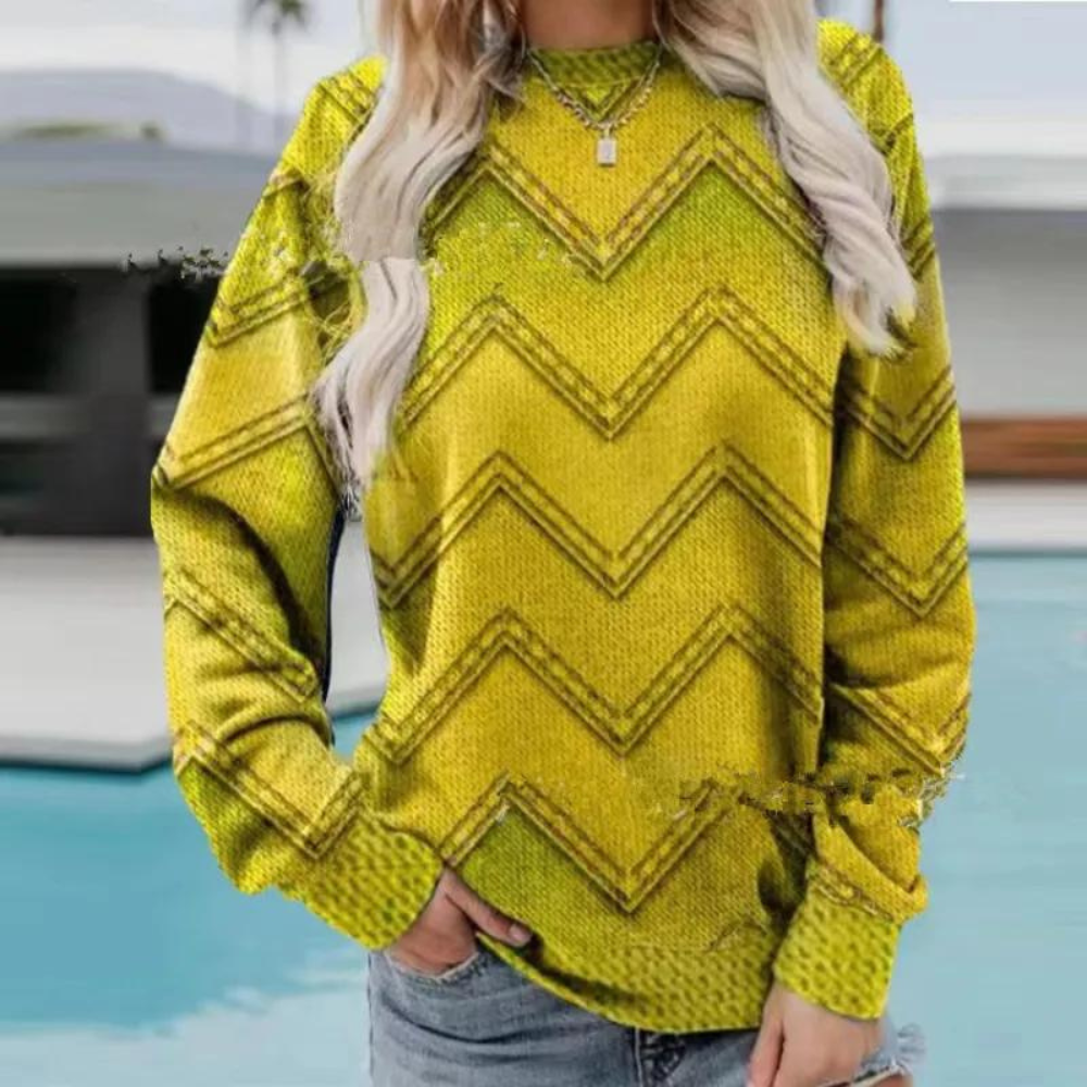 Knitted Women's Sweater with Chevron Pattern – Ylva