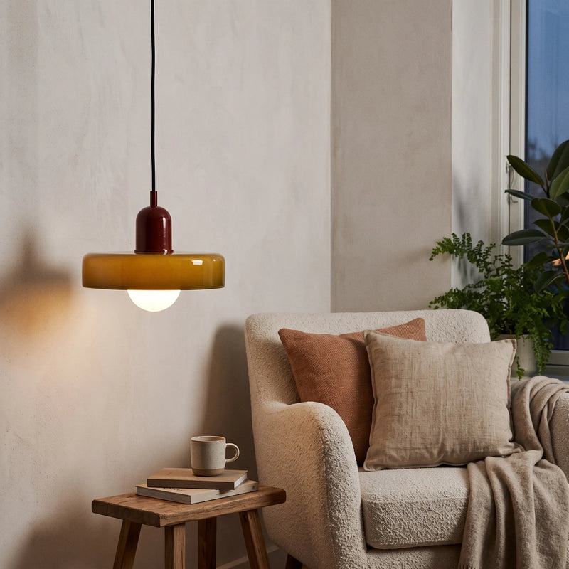 Decorative Glass Pendant Light with Adjustable Hanging Cord
