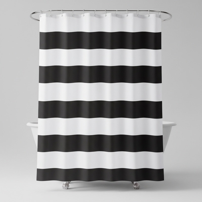 Gestreifter Textil Duschvorhang - WavePanel