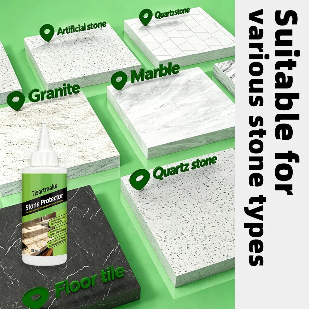 Bottle placed among slabs of granite, marble, quartz, artificial stone and dark floor tile 6