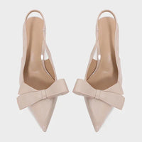 Glossy Pointed Slingback Heels - Lynn