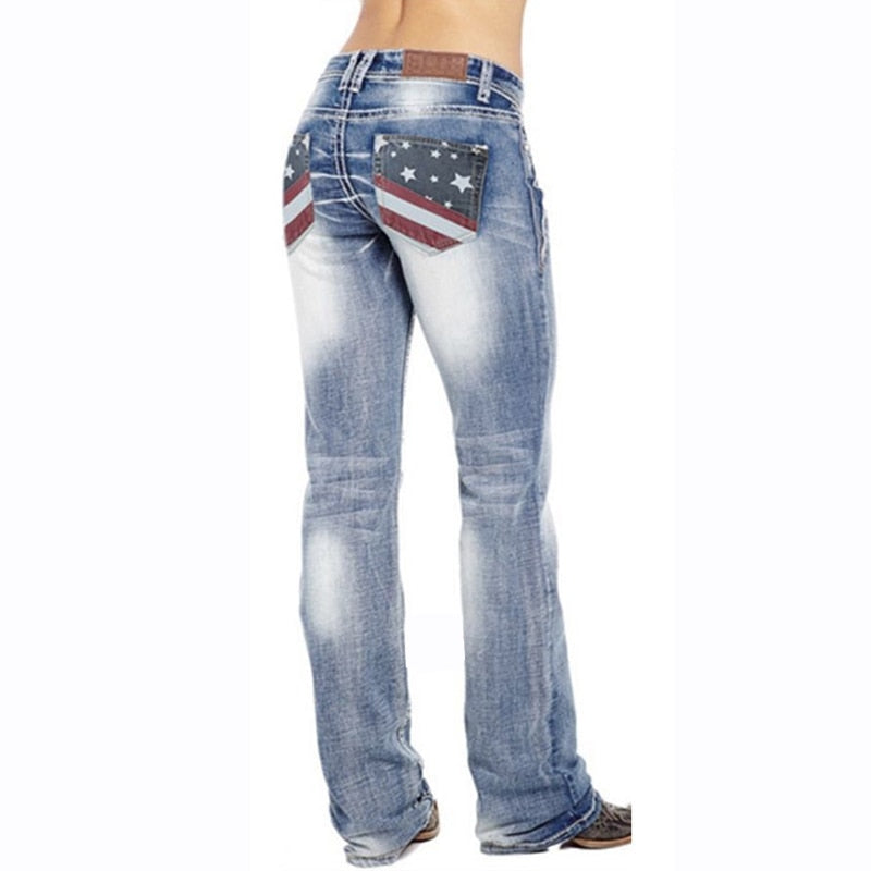Ladies' bootcut jeans with flag details – Madison