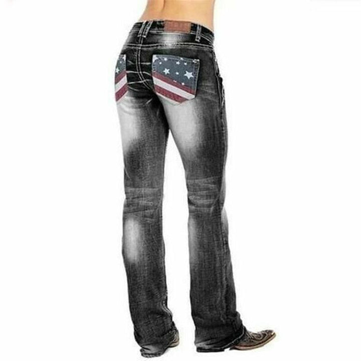 Ladies' bootcut jeans with flag details – Madison