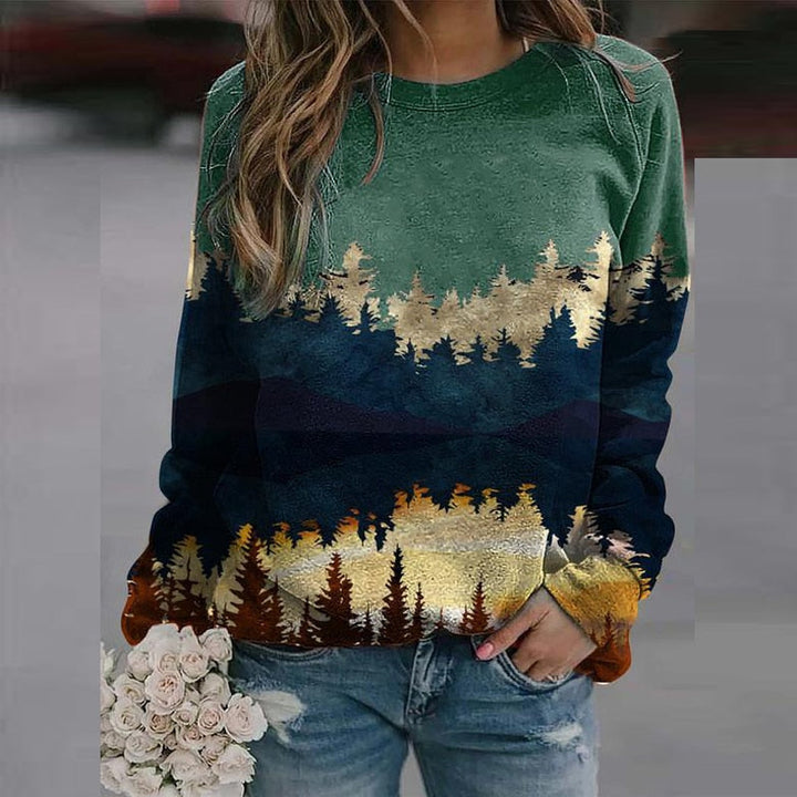 Ladies' sweater with landscape print – Alina