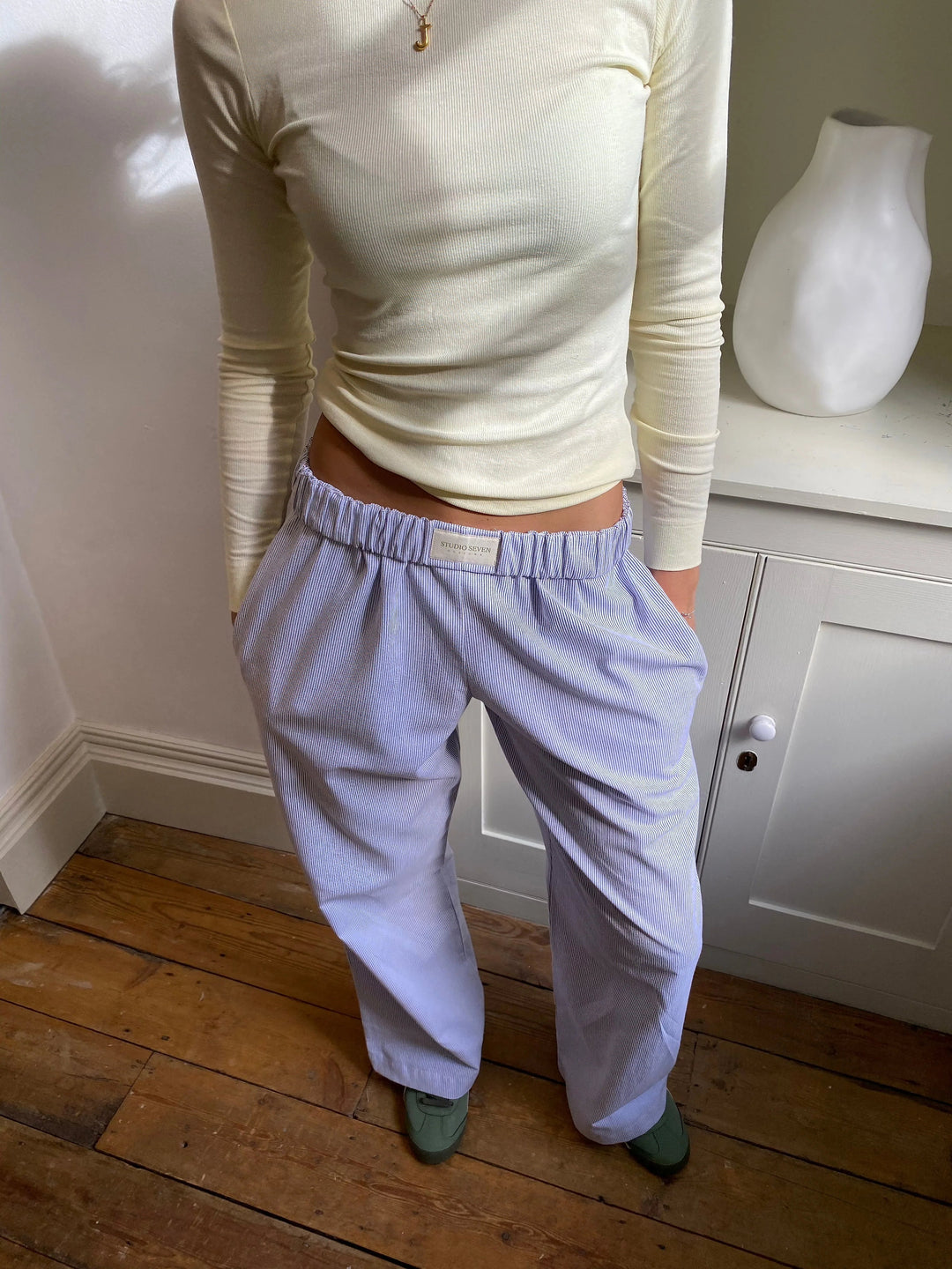 Ladies' lounge trousers with a stripe pattern – Elvira