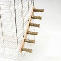 Longer six-rung version of the wooden ladder mounted on the side of a white wire cage. 6
