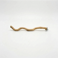 Slimmer, twisting wooden perch with a few small knots, shown flat with its metal washer and wing nut at one end. 6