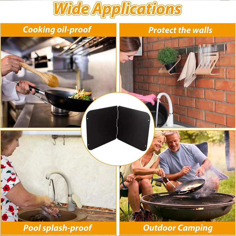 Foldable Stainless Steel Grease Splash Guard 2-Sided Oil Protector – CookShield