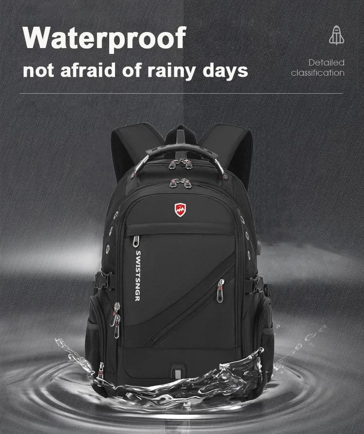 Extra-Large Waterproof Laptop & Travel Backpack with USB Charging