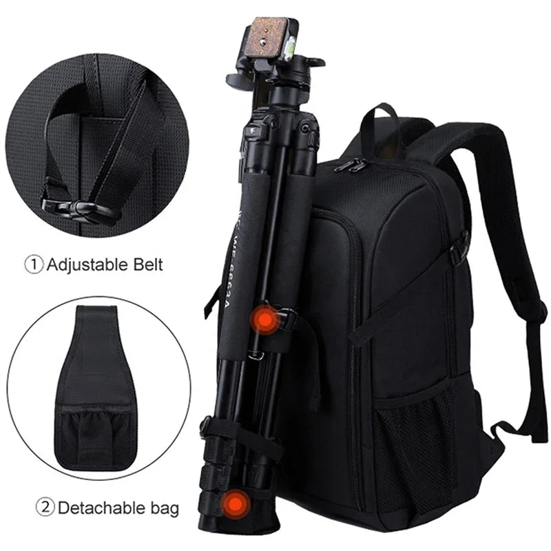 Waterproof Oxford Camera Backpack with Multi-Compartment Storage – Elric