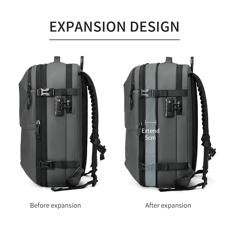 Expandable Waterproof Laptop & Vacuum Compression Travel Backpack